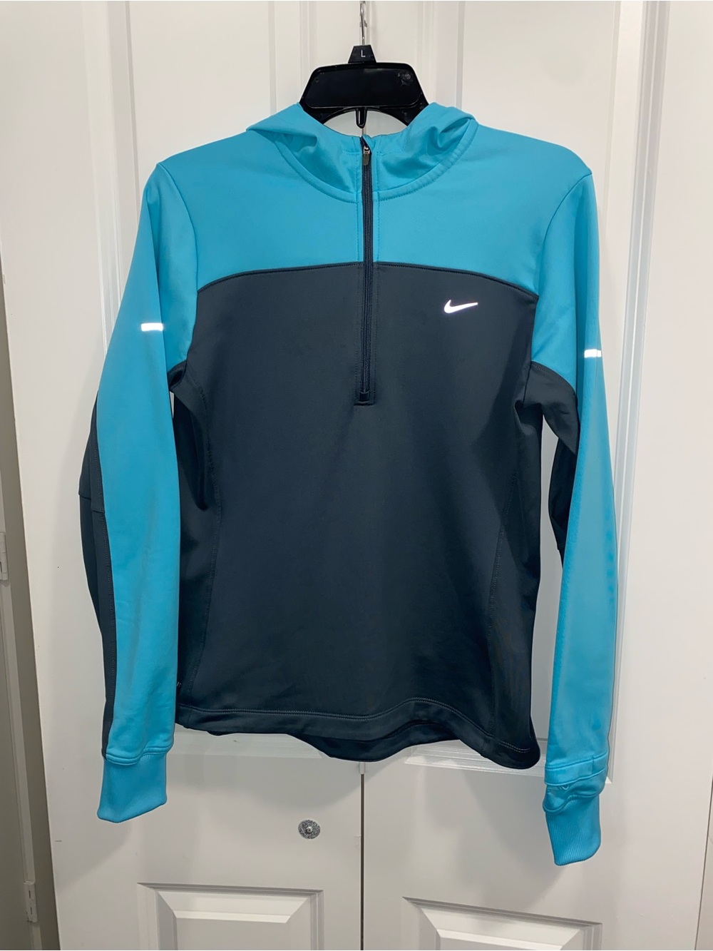 Nike Black and Teal Half-Zip Pullover Hoodie